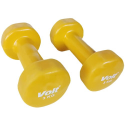 Dumbbell Rubber Coated VOIT 2x3kg Yellow Display-product