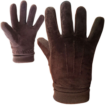 YVR Fashion Süet Deri Eldiven Kahverengi YNC E-26